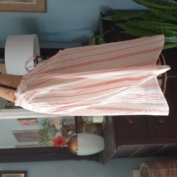 Loft Cream and Mauve Pink Striped Ruffle Tie Neck Tunic Blouse NWT - Picture 7 of 12